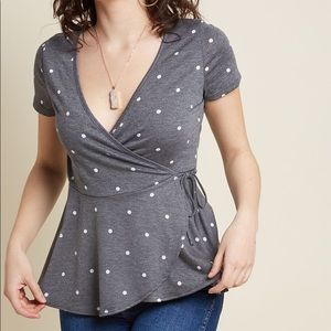 NWT polka-dot wrap knit top from Modcloth